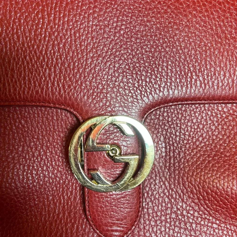 GUCCI Dollar Calfskin Interlocking G Shoulder Bag Red - Picture 11 of 14